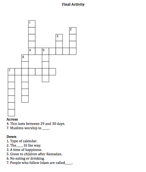 Age 5-7 Crossword